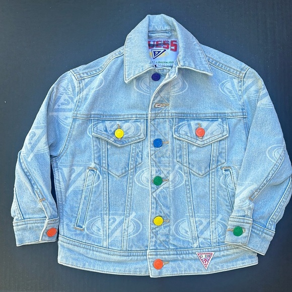 New J BALVIN GUESS Blue Denim Girls Jacket SZ 4 - Picture 1 of 8